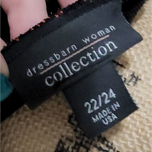 Dressbarn cross front red metallic trim long sleeve special occasion blouse plus - Picture 5 of 6